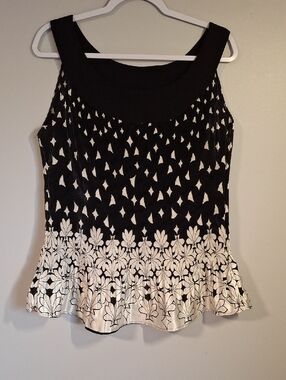 Sere Nade New York Pleated Geometric Art Deco Tank Top Blouse Plus Size 1X